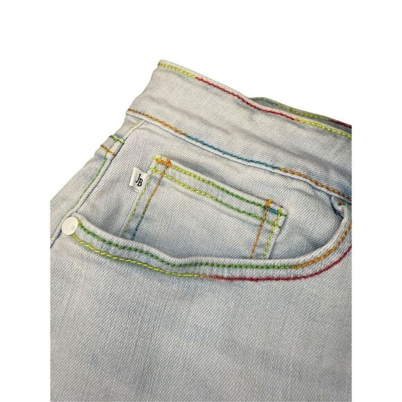 Judy Blue Women’s 2XL Jean Shorts Rainbow Stitch Light Wash Stretch Denim - Picture 2 of 7